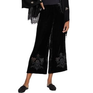 Johnny Was Jade | Lilith Wide Leg Cropped Black Velvet Pants Size Small